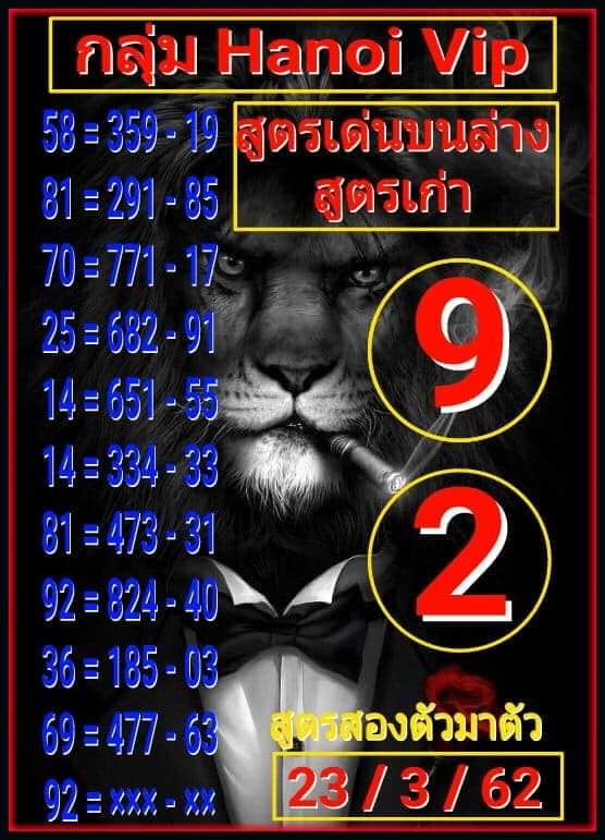 วิเคราะห์หวยฮานอย 23/3/62 ชุด 3