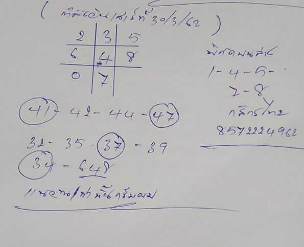 วิเคราะห์หวยฮานอย 30/3/62 ชุดที่ 3