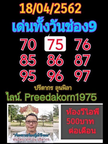 หวยหุ้นวันนี้ 18/4/62 ชุดที่ 2