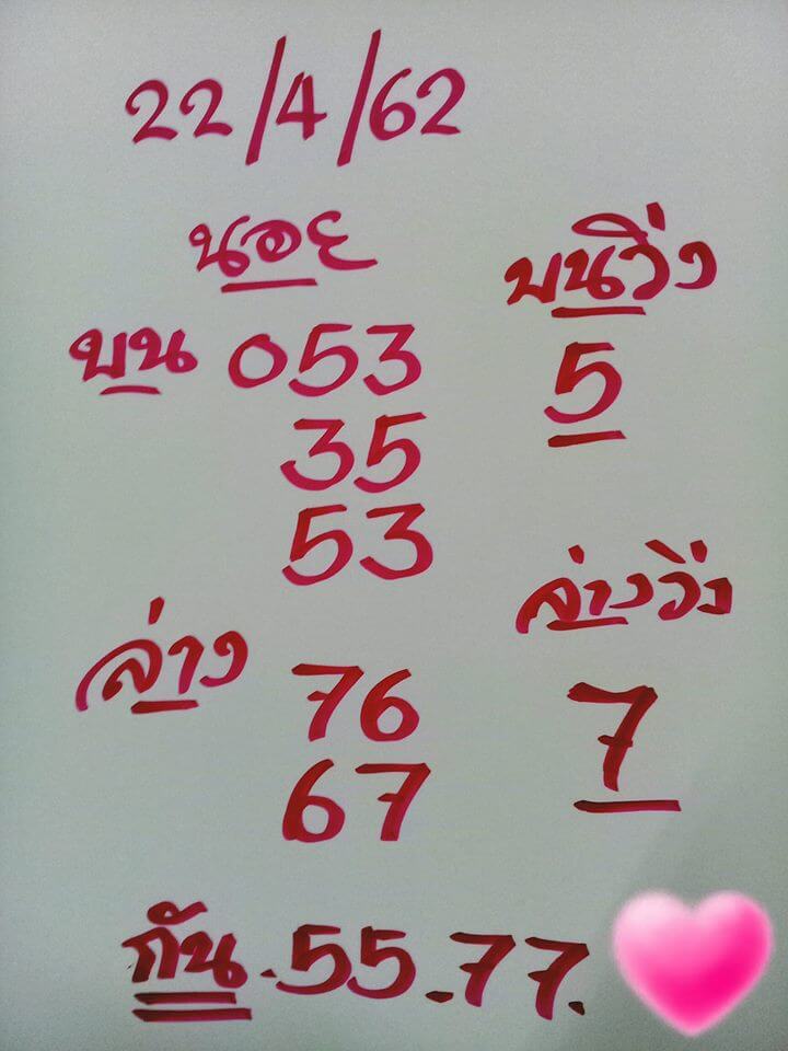 หวยฮานอยวันนี้ 22/4/62 ชุดที่ 10