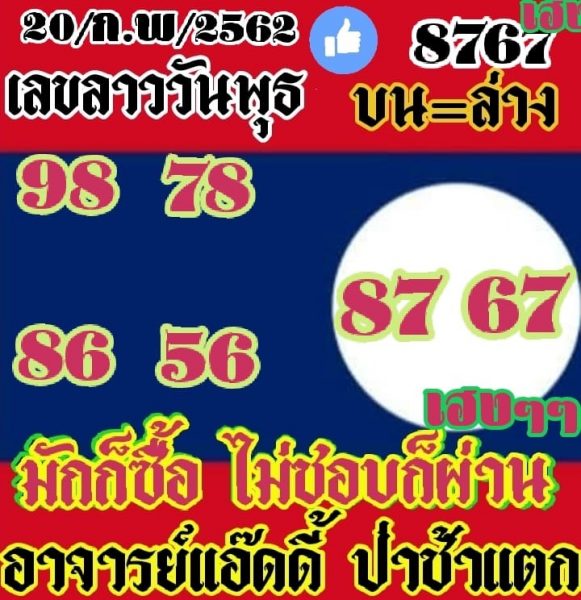 หวยลาววันนี้ 20/2/62 ชุด 7