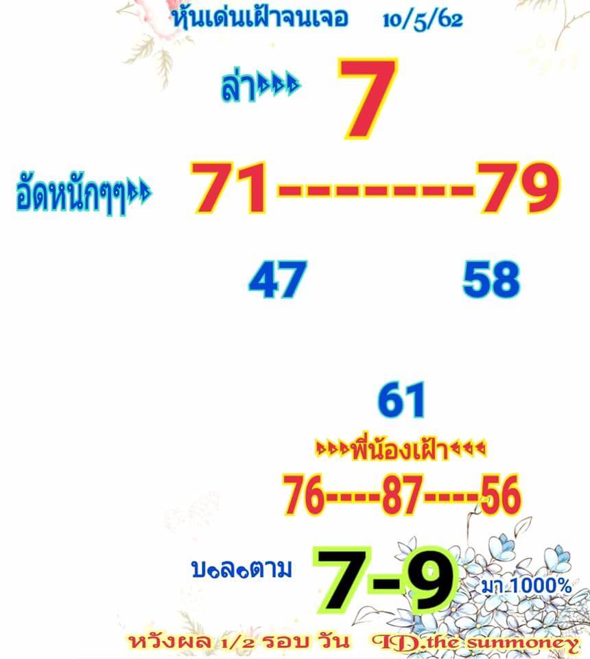 หวยหุ้นวันนี้ 10/5/62 ชุดที่ 11