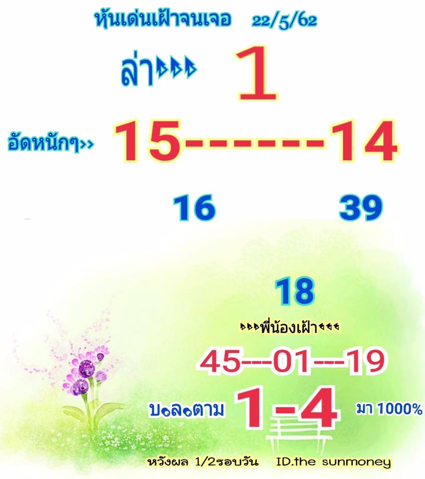 หวยหุ้นวันนี้ 22/5/62 ชุดที่ 9