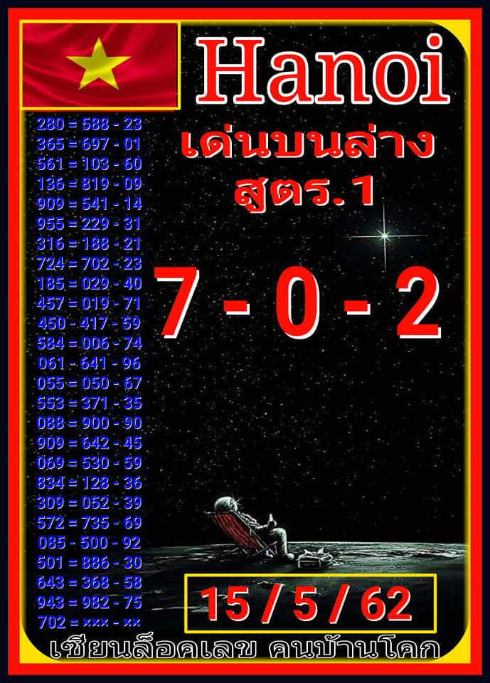 หวยฮานอยวันนี้ 15/5/62 ชุดที่ 3