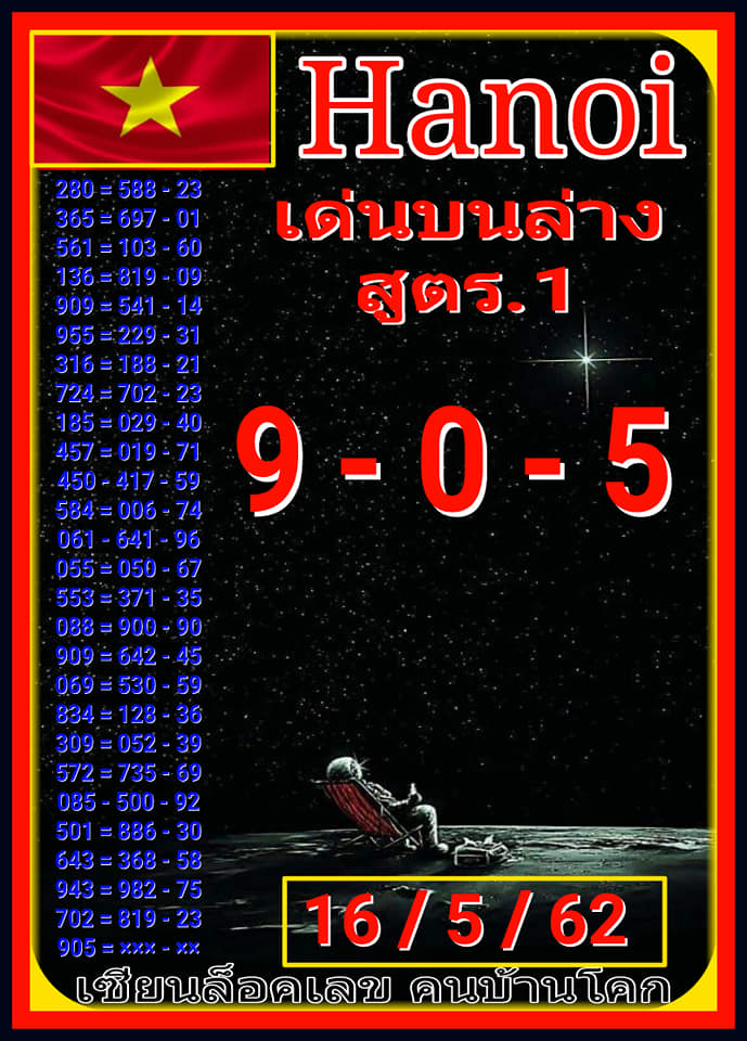 หวยฮานอยวันนี้ 16/5/62 ชุดที่ 3