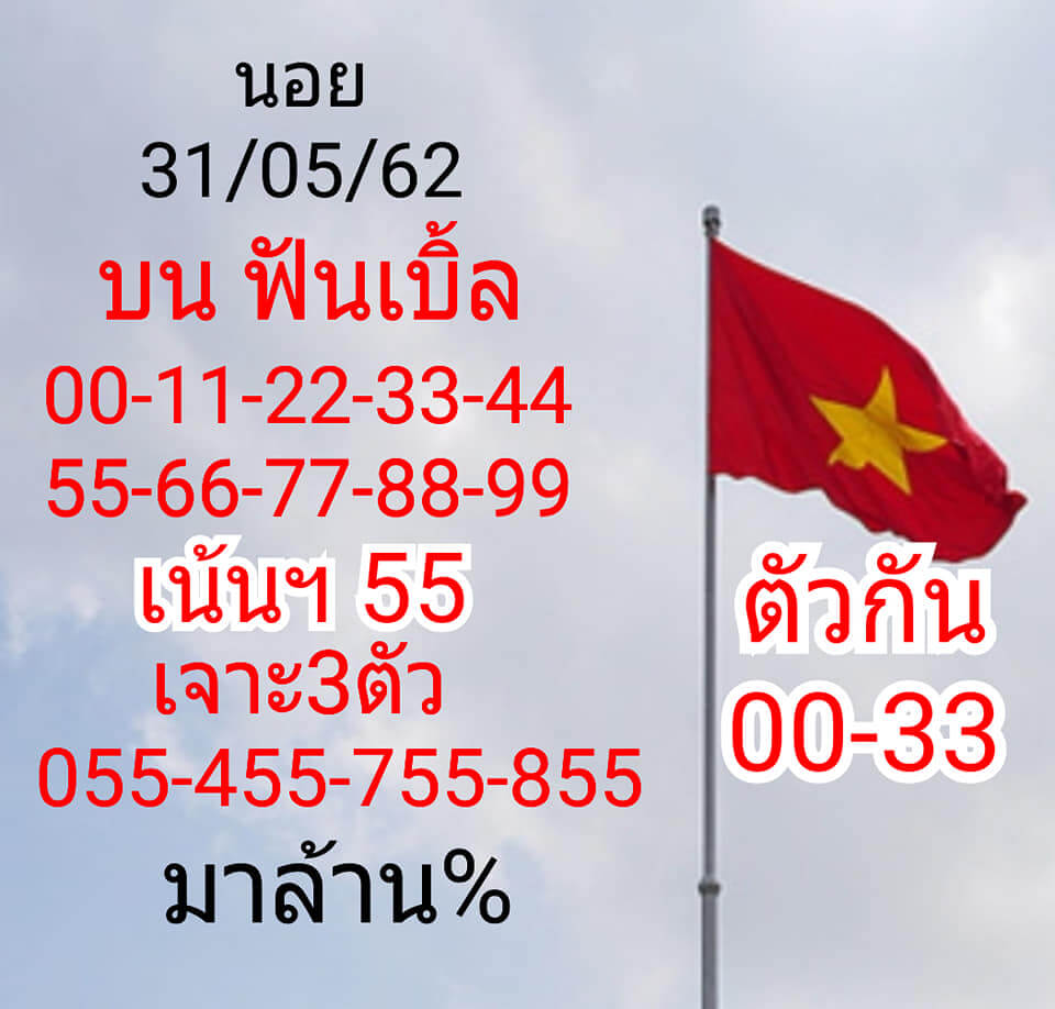 หวยฮานอยวันนี้ 31/5/62 ชุดที่ 14