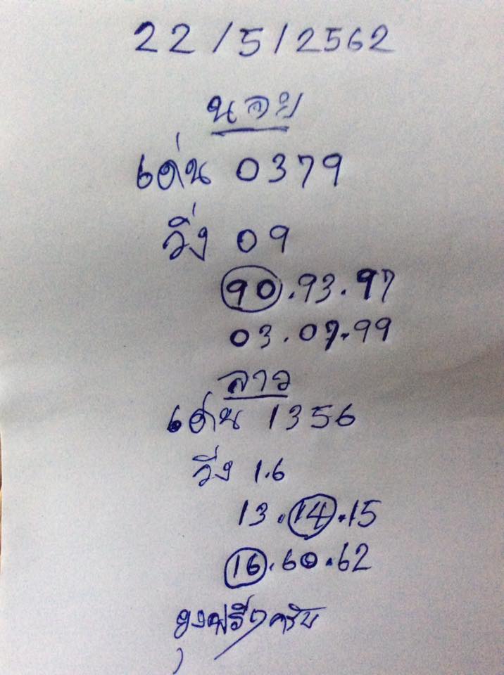 หวยฮานอยวันนี้ 22/5/62 ชุดที่ 10