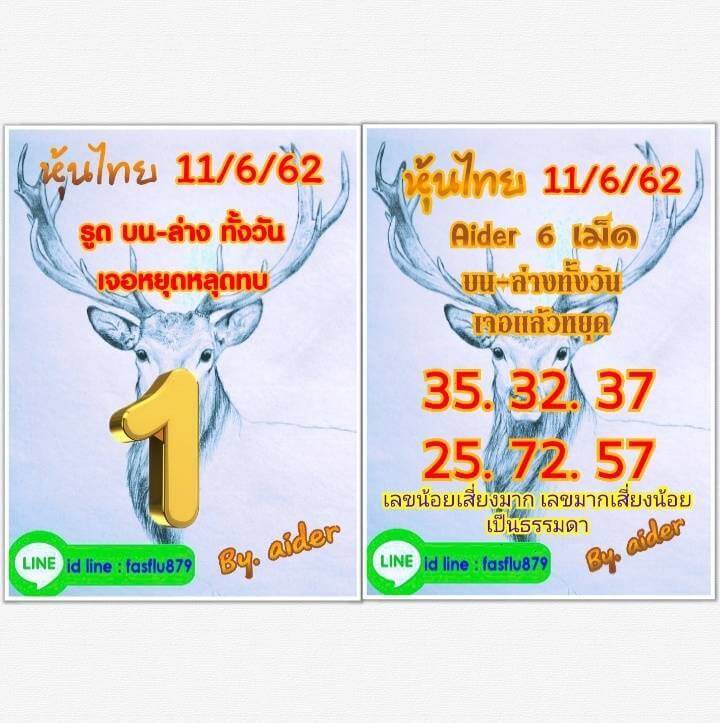 หวยหุ้นวันนี้ 11/6/62 ชุดที่ 10