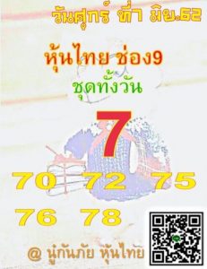 หวยหุ้นวันนี้ 7/6/62 ชุดที่ 3