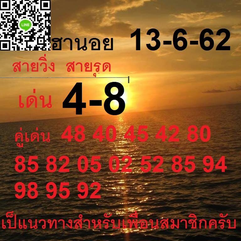 หวยฮานอยวันนี้ 13/6/62 ชุดที่ 9