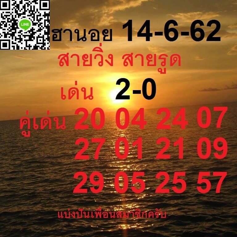 หวยฮานอยวันนี้ 14/6/62 ชุดที่ 1