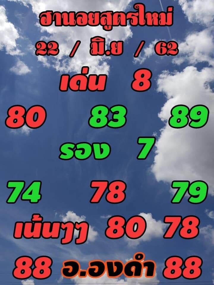 หวยฮานอยวันนี้ 22/6/62 ชุดที่ 2