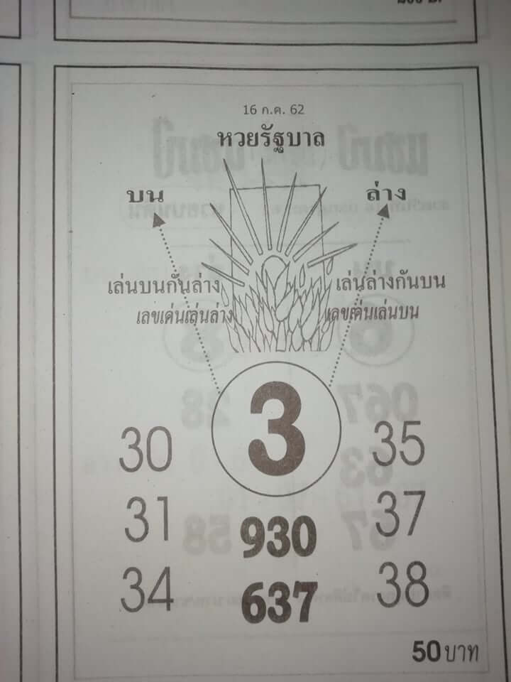 หวยรัฐบาล 15/7/62