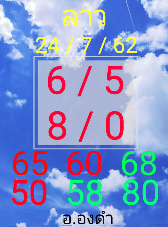 หวยลาววันนี้ 24/7/62 ชุดที่ 6