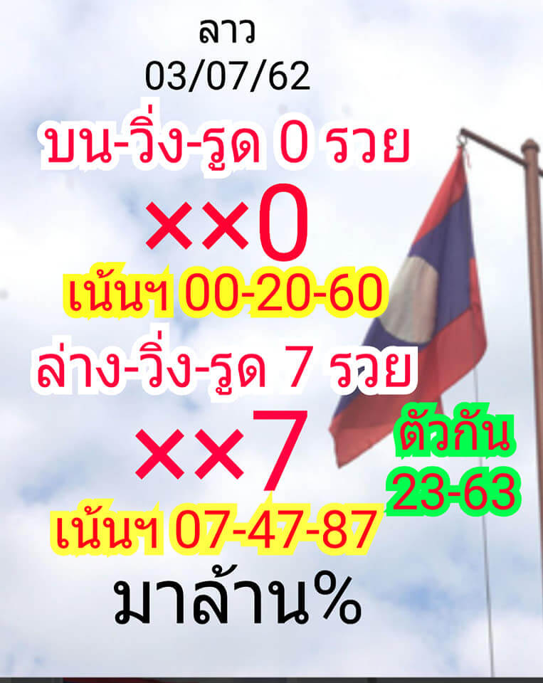 หวยลาววันนี้ 3/7/62 ชุดที่ 8