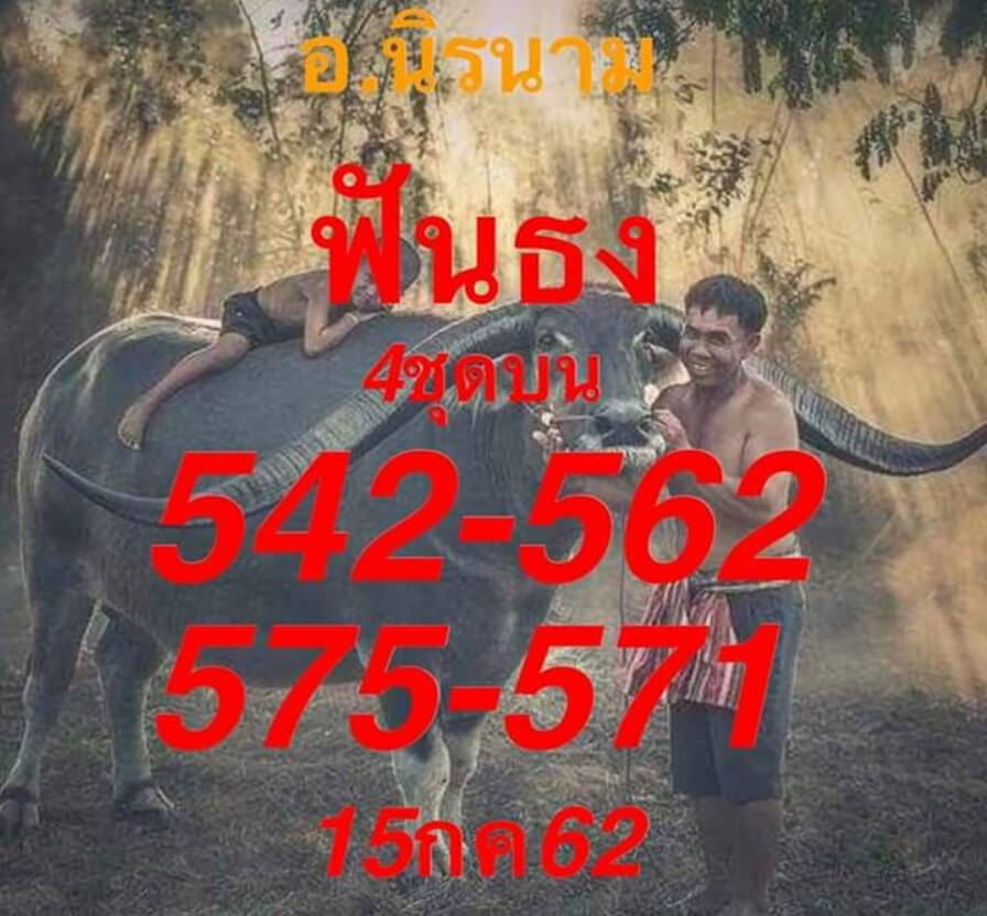 เลขเด็ดชุดบน หวยอาจารย์นิรนาม 15 กรกฎาคม 2562