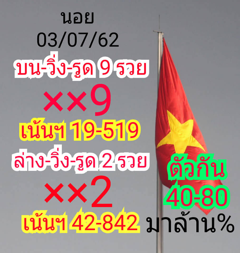 หวยฮานอยวันนี้ 3/7/62 ชุดที่ 8