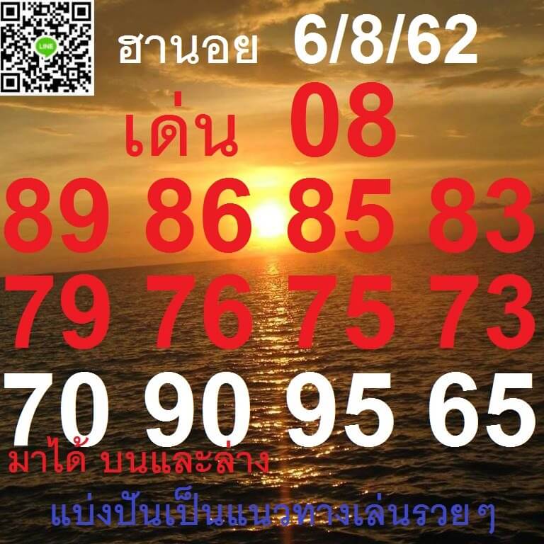 หวยฮานอยวันนี้ 6/8/62 ชุดที่ 3