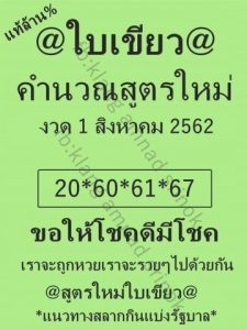 หวยใบเขียว 1/8/62