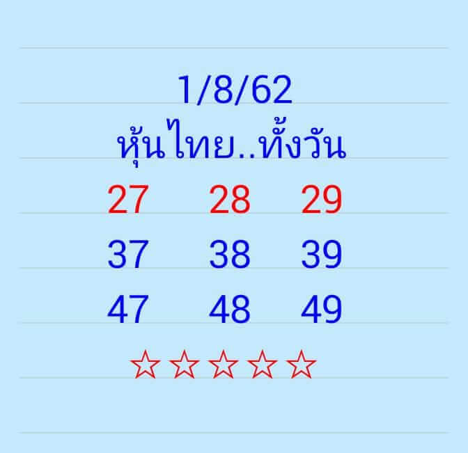 หวยหุ้นวันนี้ 1/8/62 ชุดที่ 6