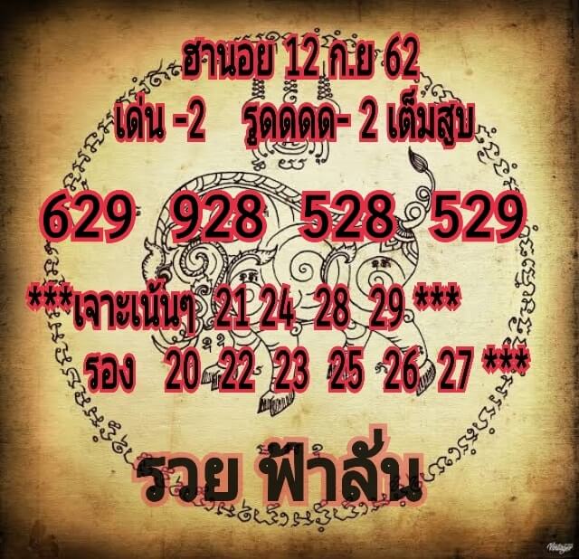 หวยฮานอยวันนี้ 12/9/62 ชุดที่ 6