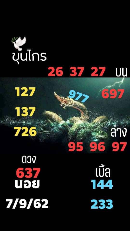 หวยฮานอยวันนี้ 7/9/62 ชุดที่ 3