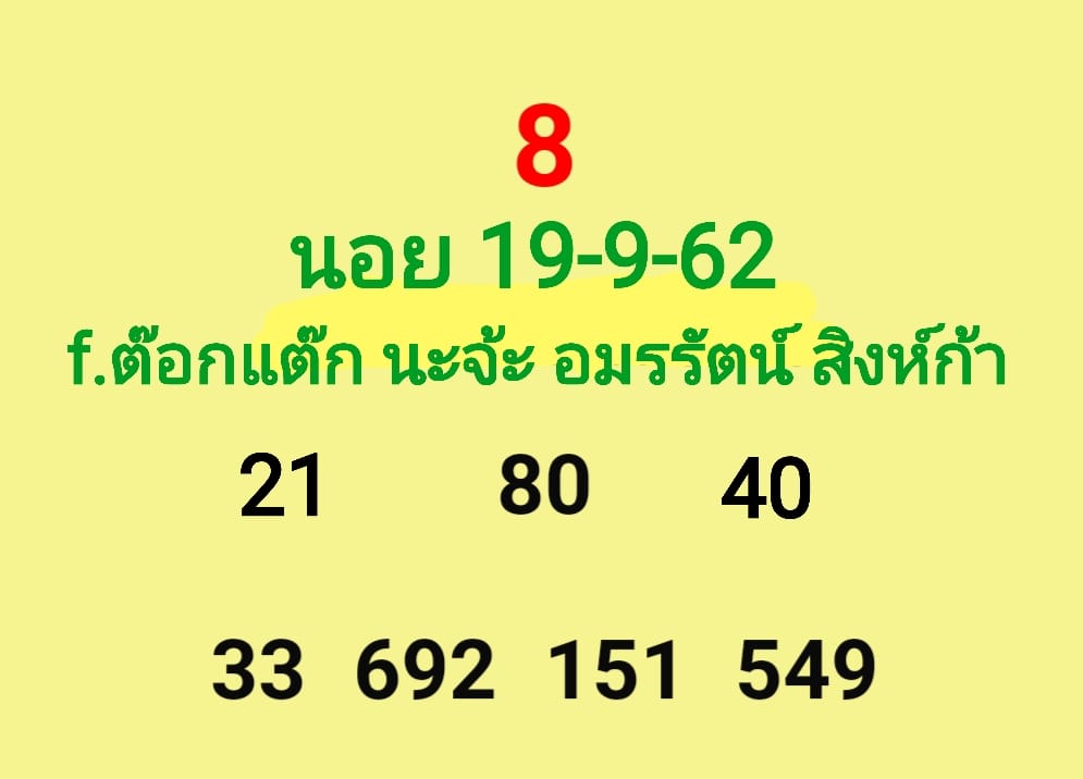 หวยฮานอย 19-9-62 ชุด8