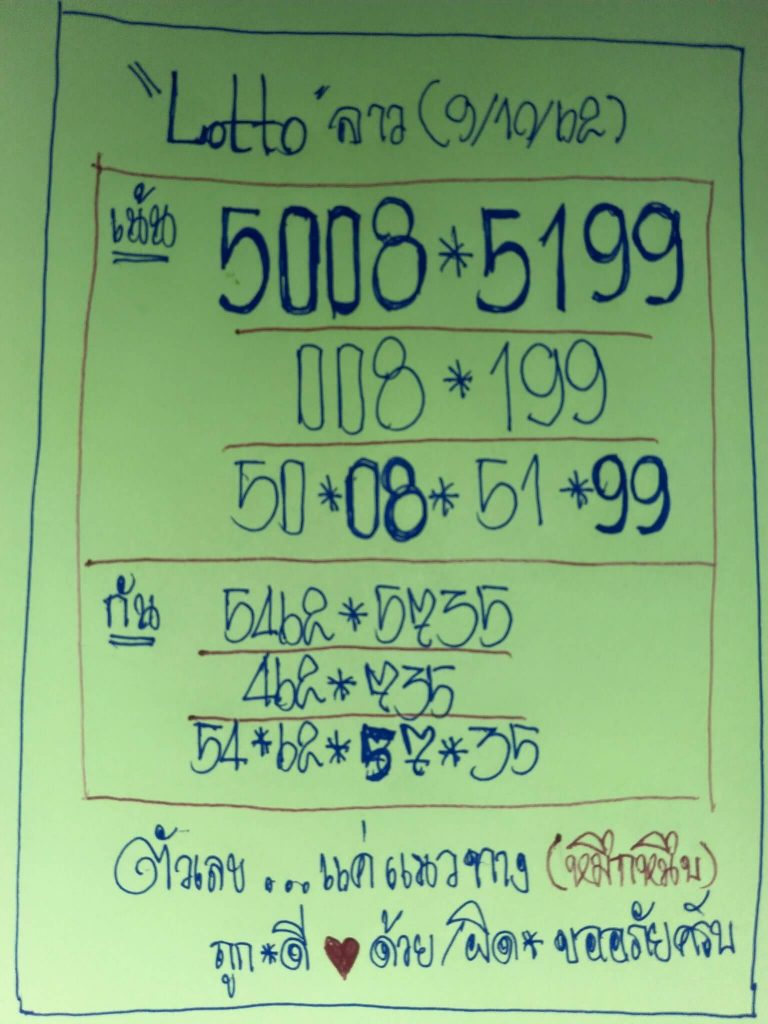 หวยลาววันนี้ 9/10/62 ชุดที่ 1