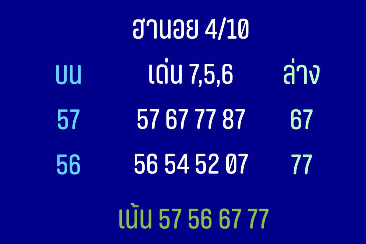 หวยฮานอยวันนี้ 4/10/62 ชุดที่ 3