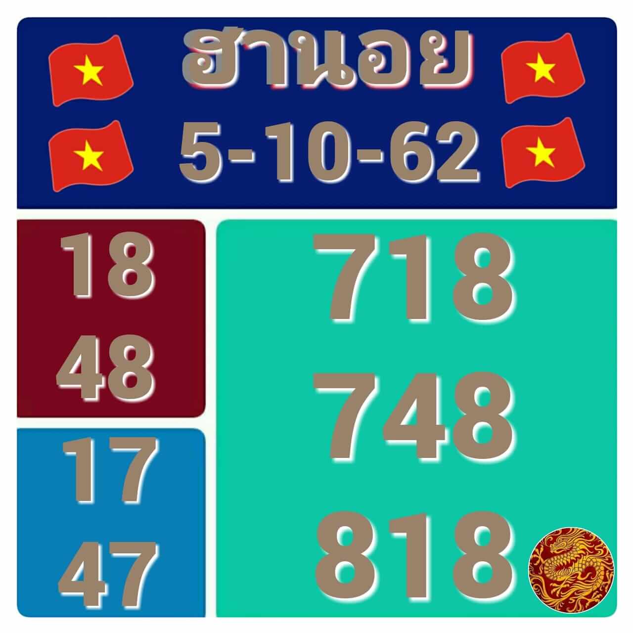 หวยฮานอยวันนี้ 5/10/62 ชุดที่ 7