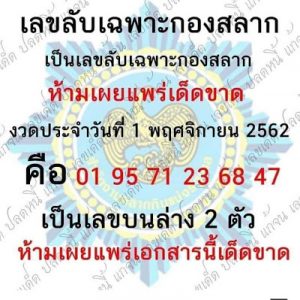 เลขลับเฉพาะกองสลาก 1/11/62