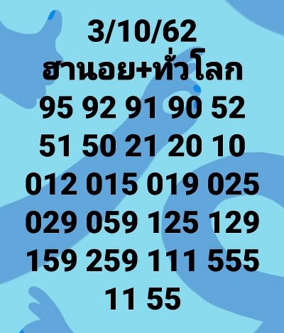 หวยฮานอย 3 ตุลาคม 2562