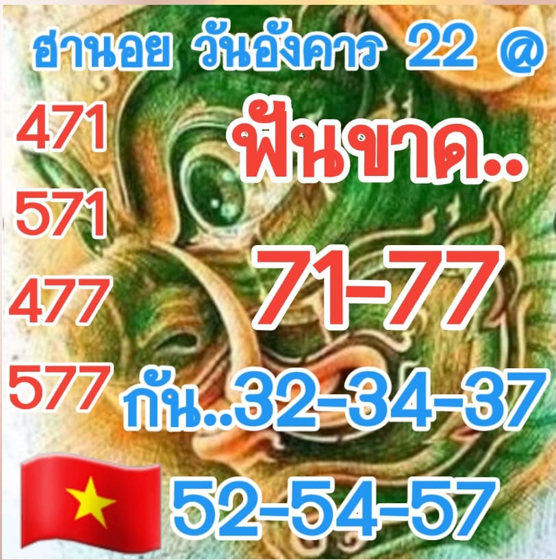 แนวทางหวยฮานอย 22/10/62 