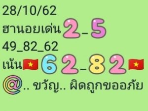 แนวทางหวยฮานอย 28/10/62