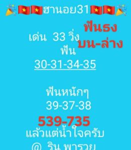 แนวทางหวยฮานอย 31/10/62 