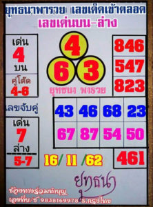 หวยยุทธนาพารวย 16/11/62
