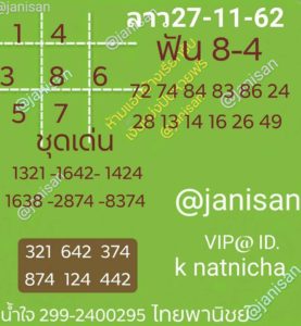 หวยลาววันนี้ 27/11/62 ชุดที่ 10