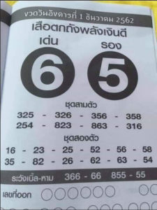 หวยเสือตกถังพลังเงินดี 1/12/62