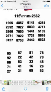 หวยลาววันนี้ 11/12/62 ชุดที่ 6