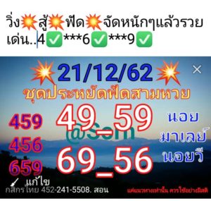 แนวทางหวยฮานอย 21/12/62 ชุดที่ 21