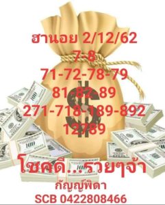 แนวทางหวยฮานอย 2/12/62 