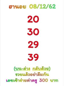 แนวทางหวยฮานอย 8/12/62 