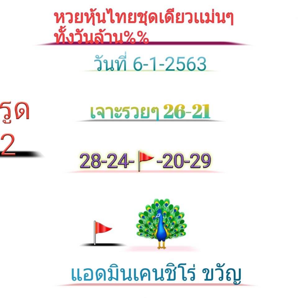 หวยหุ้นวันนี้ 6/1/63 ชุดที่ 9