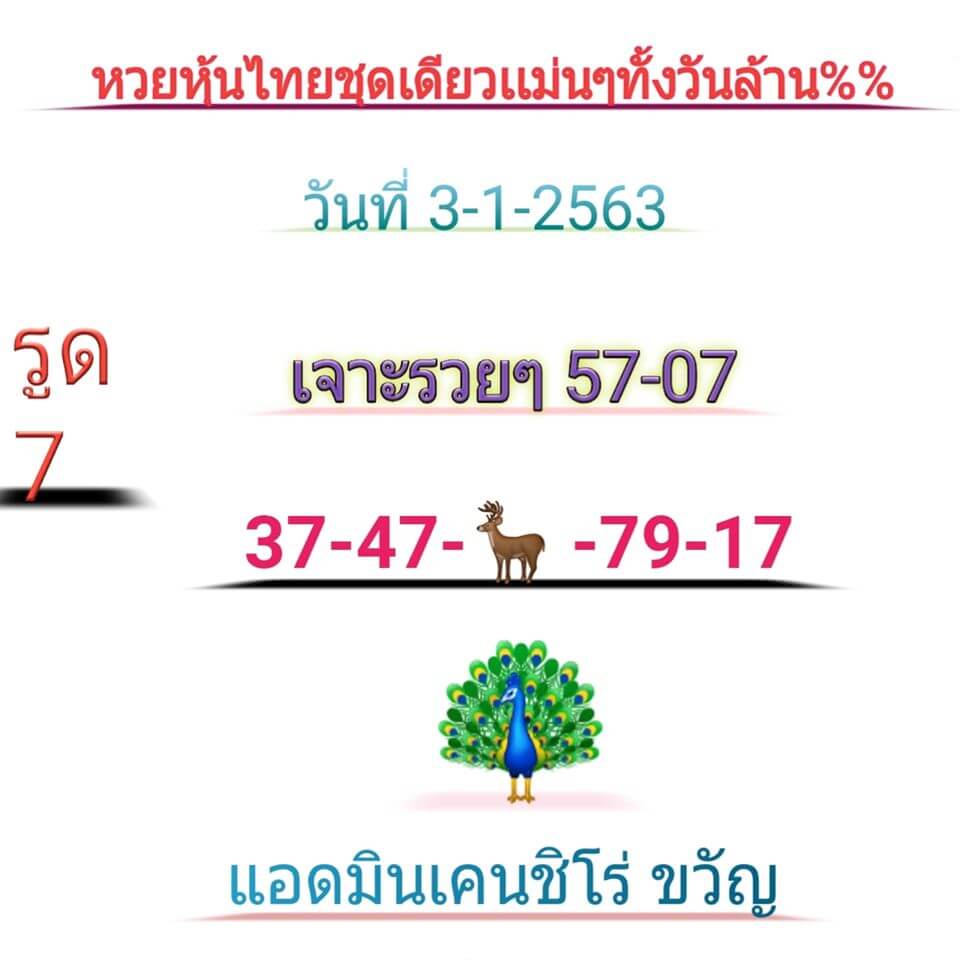 หวยหุ้นวันนี้ 3/1/63 ชุดที่ 17