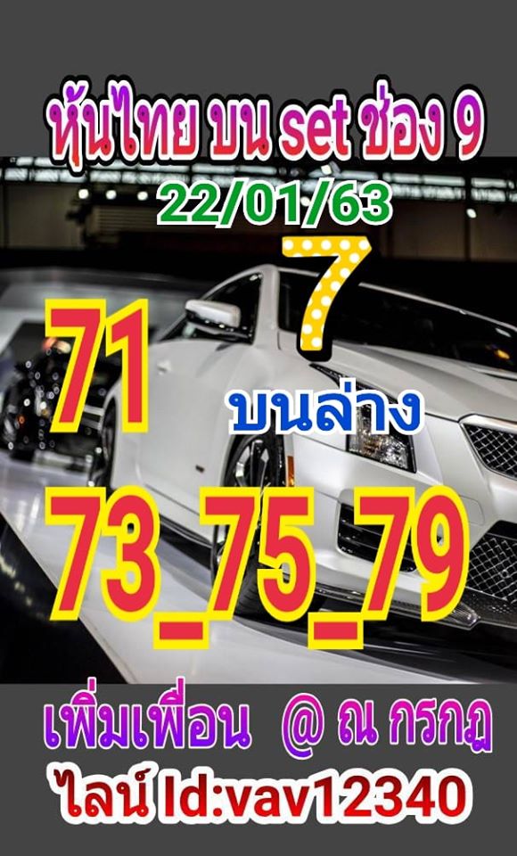 หวยหุ้นวันนี้ 22/1/63 