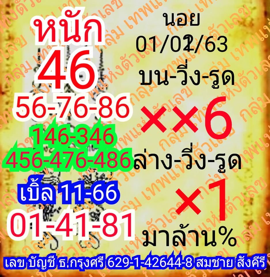 แนวทางหวยฮานอย 1/2/63 