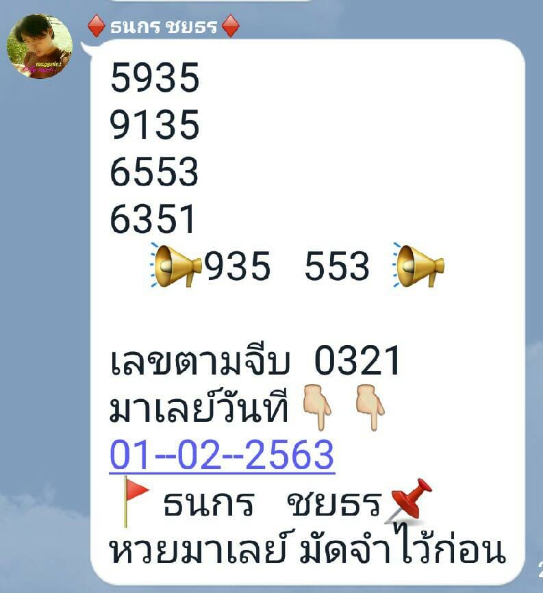 หวยมาเลย์วันนี้ 1/2/63 ชุดที่ 16