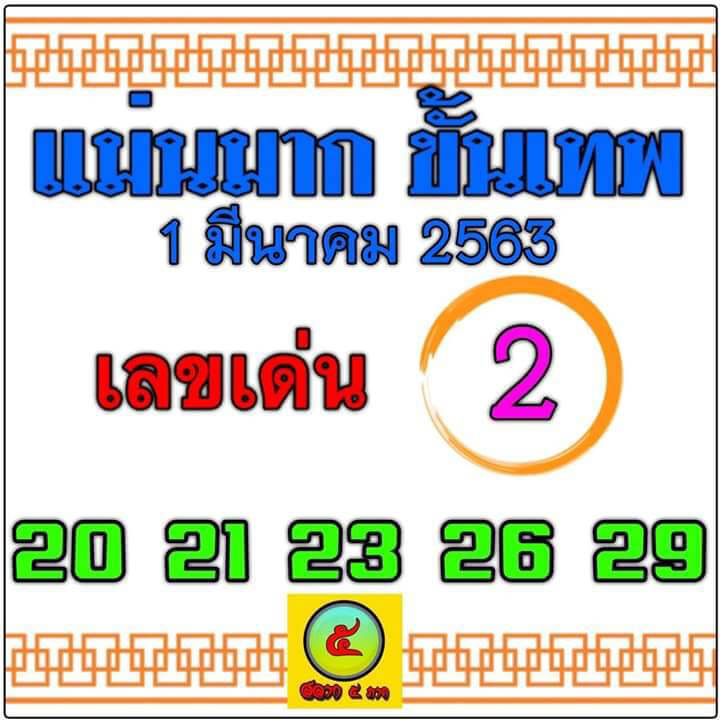 หวยแม่นมากขั้นเทพ 1/3/63