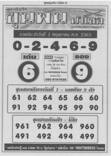 หวยขุนพันนำโชค 2/5/63