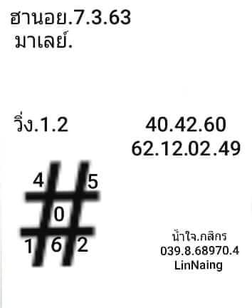 หวยมาเลย์วันนี้ 7/3/63 ชุดที่ 5